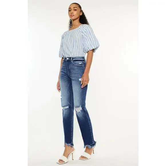 KanCan High Rise Distressed Slim Straight Jeans - KC9371D - Size 1/24 - Picture 3 of 5